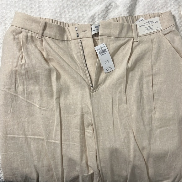 Linen Blend Wide Leg Womens Pants, Tailored Fit - Picture 2 of 4